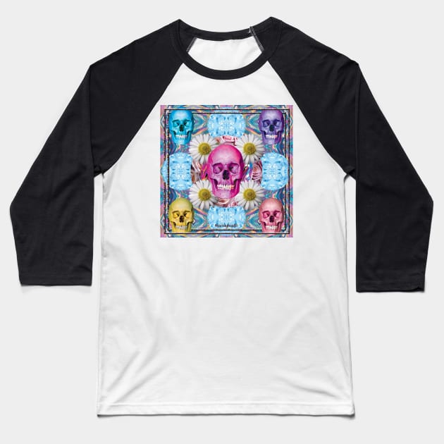 CANDY COLORED SKULL BBS Baseball T-Shirt by STORMYMADE